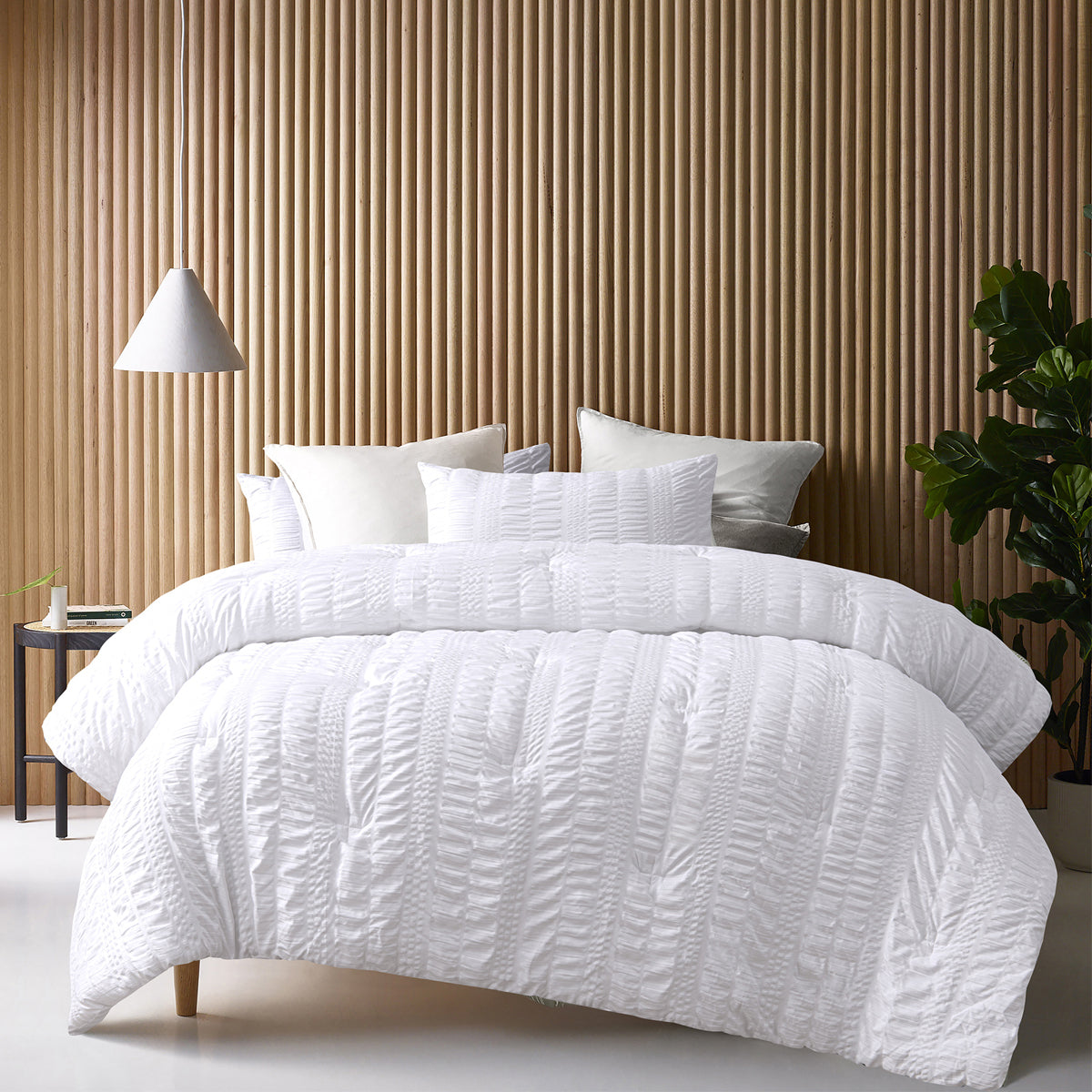 Accessorize Seersucker Polyester Comforter Set – White, King