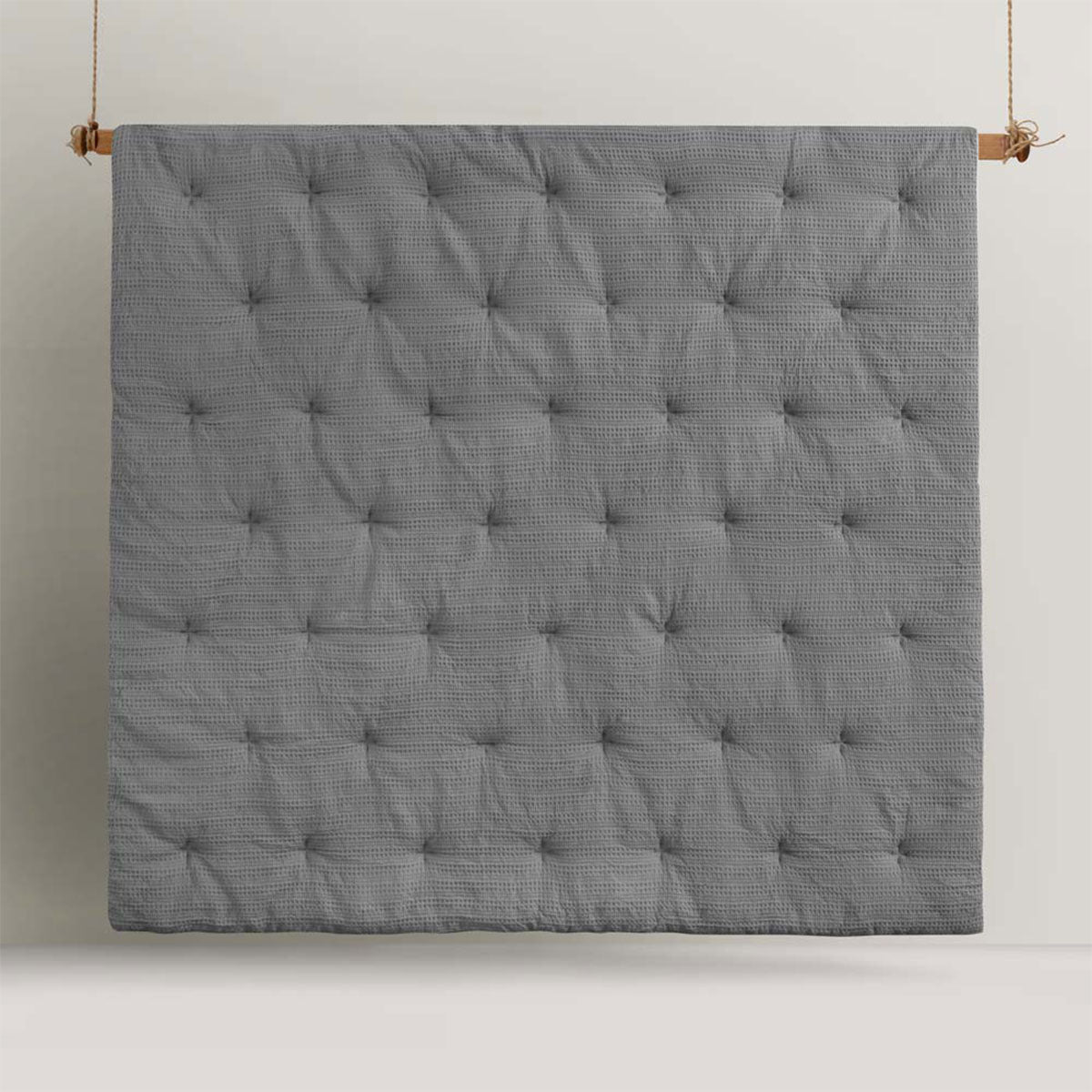 Accessorize Soho Waffle Polyester Comforter Set – Dark Grey, Queen