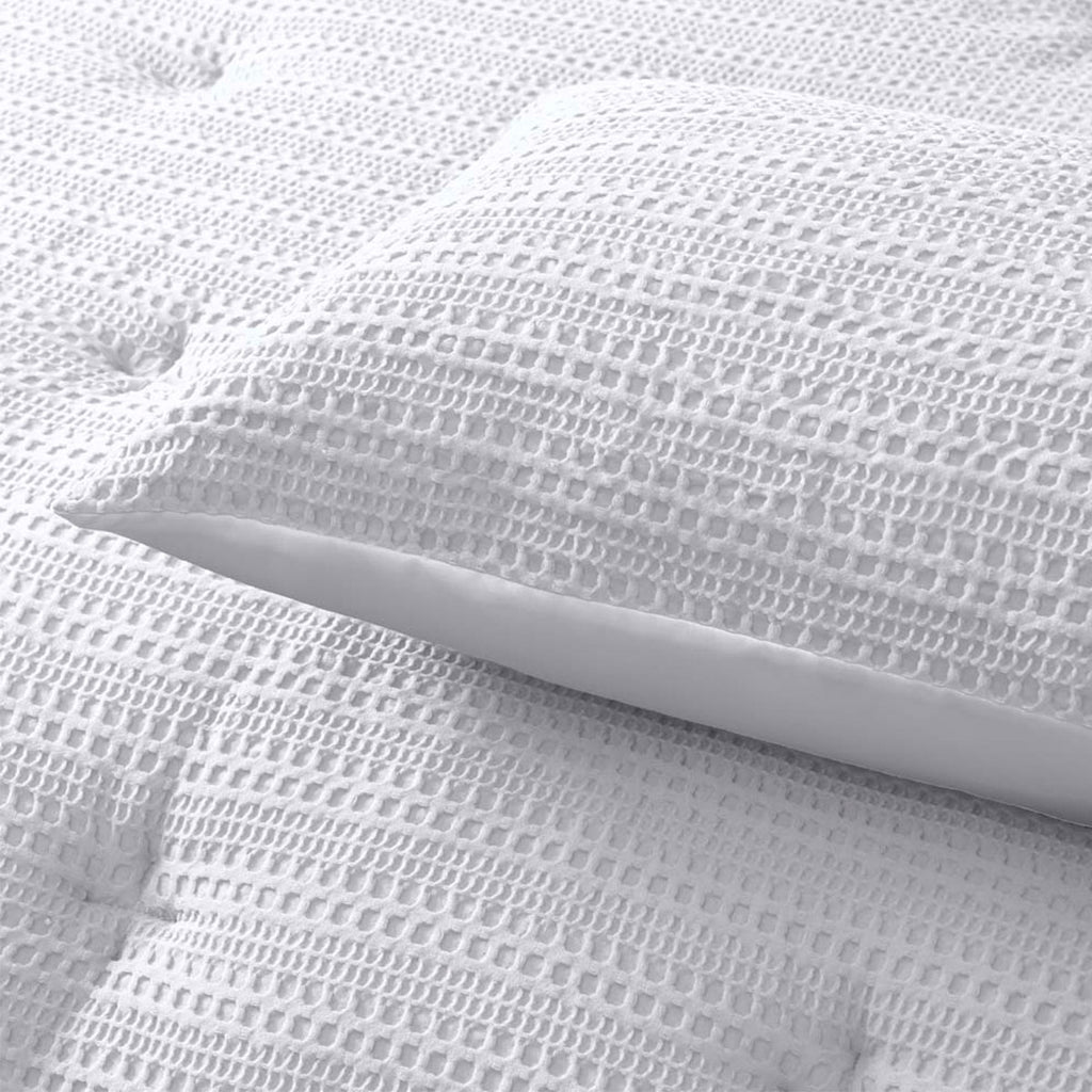 Accessorize Soho Waffle Polyester Comforter Set – White, King