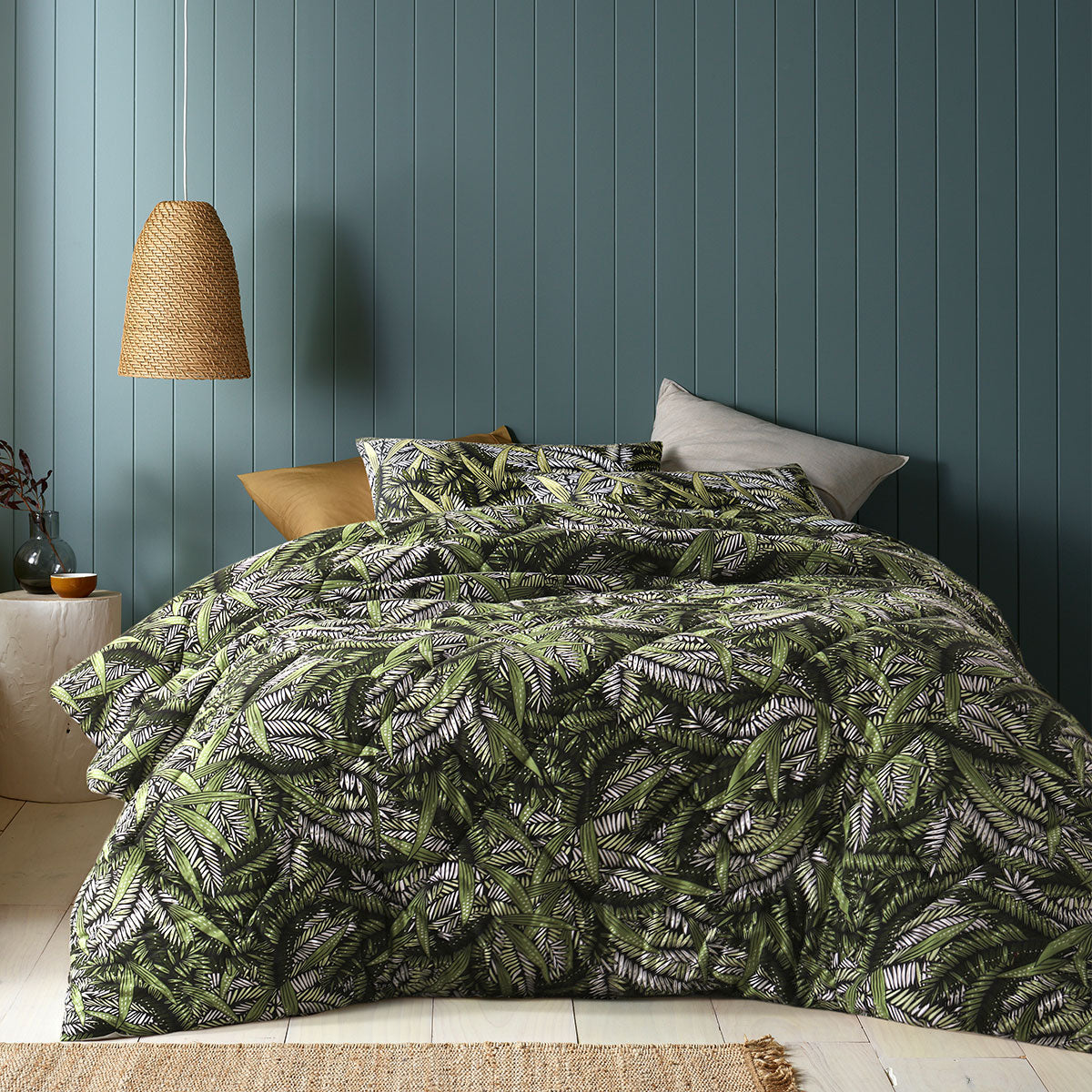 Accessorize Styx Washed Cotton Foliage Comforter Set – Green, Queen
