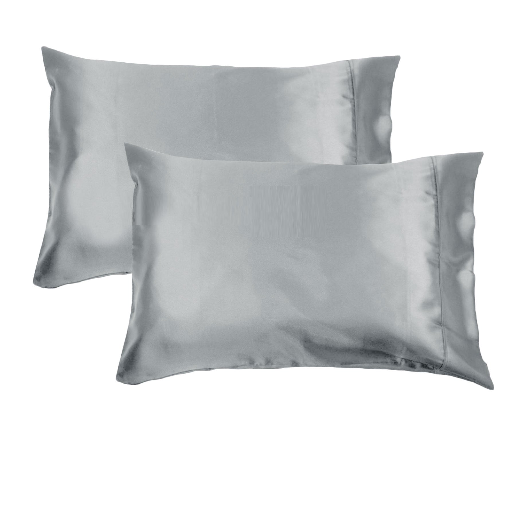 Accessorize 300TC Polyester Satin Standard Pillowcases, 2 Pack – Silver
