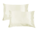 Accessorize 300TC Polyester Satin Standard Pillowcases, 2 Pack – Stone (Ivory)