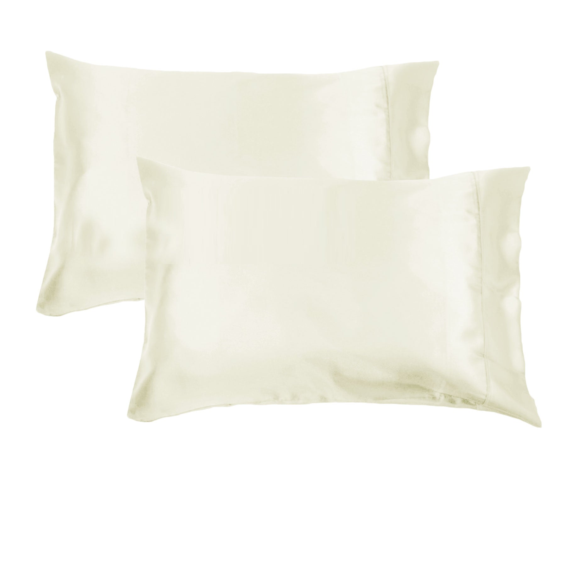 Accessorize 300TC Polyester Satin Standard Pillowcases, 2 Pack – Stone (Ivory)