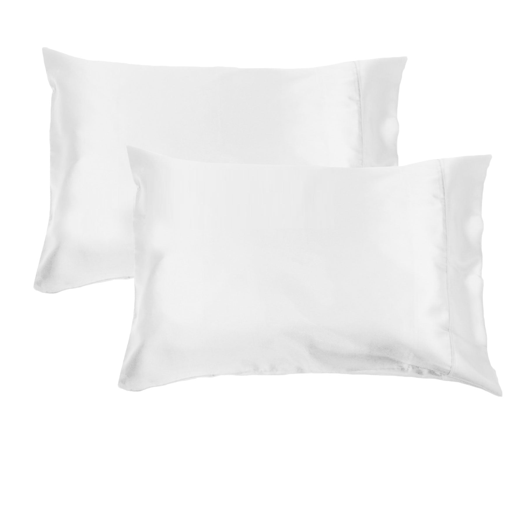 Accessorize 300TC Polyester Satin Standard Pillowcases, 2 Pack – White