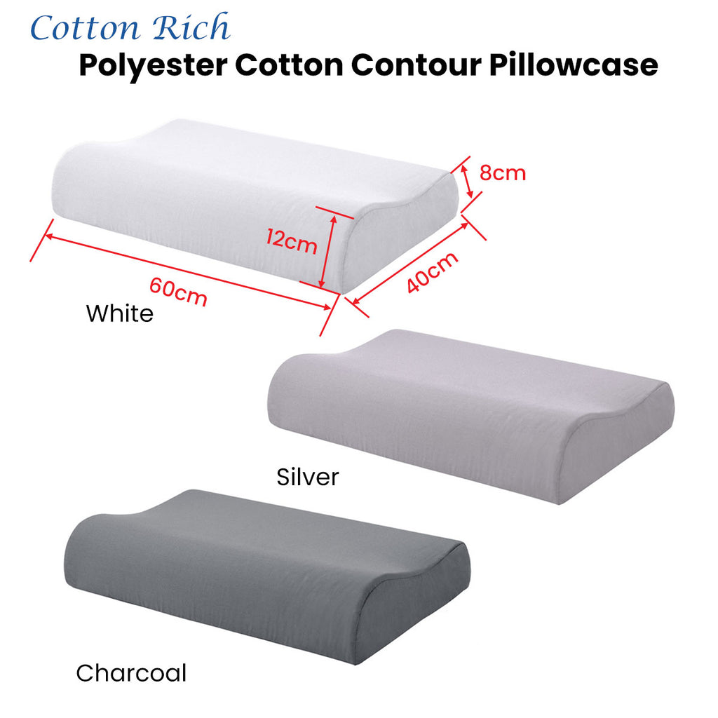 Accessorize Cotton-Rich Contour Pillowcase – White, 40 × 60 × 12 cm