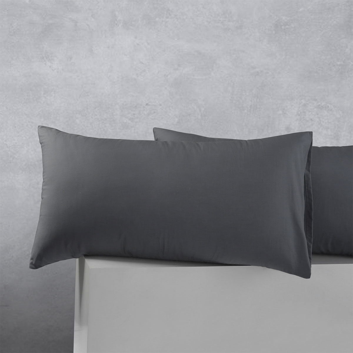 Accessorize 50/50 Polyester-Cotton King Pillowcases, 2 Pack – Charcoal