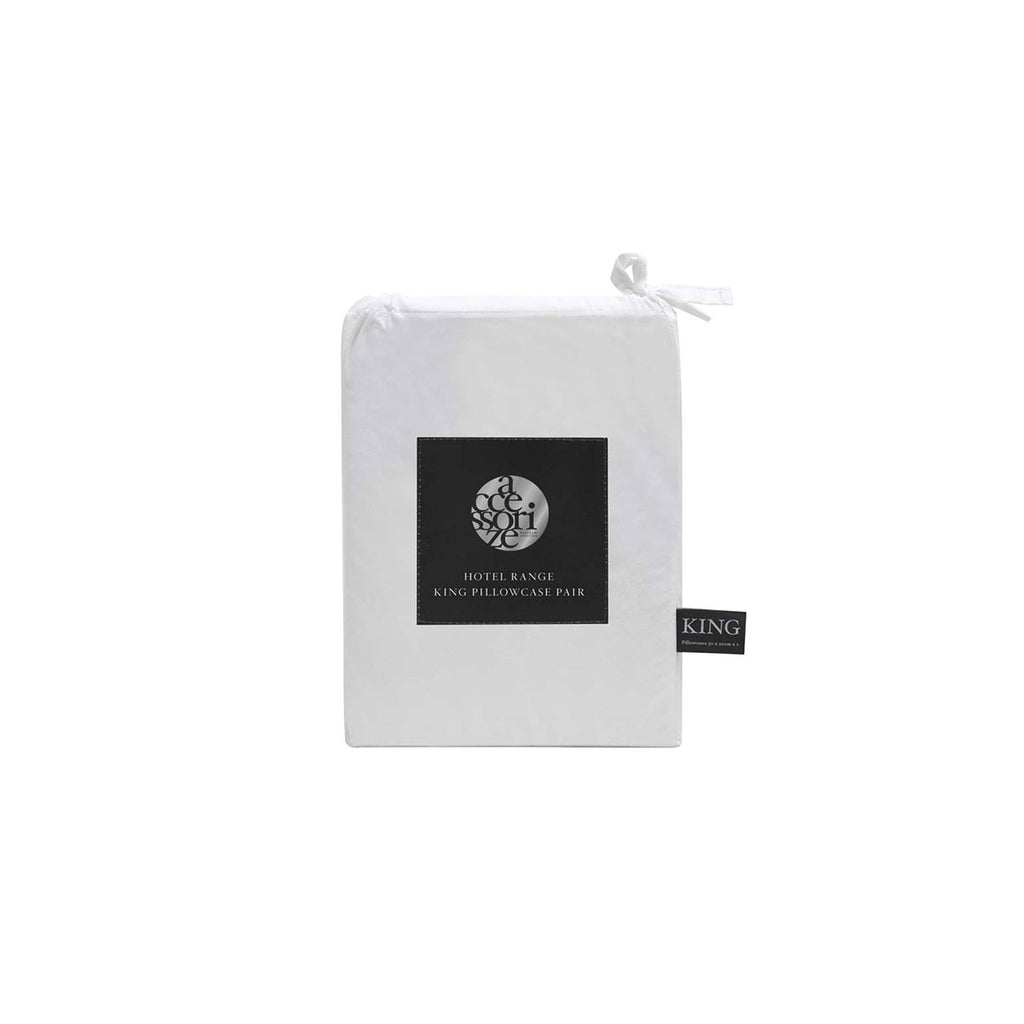 Accessorize Deluxe Hotel Cotton Plain King Pillowcases, 2 Pack – White