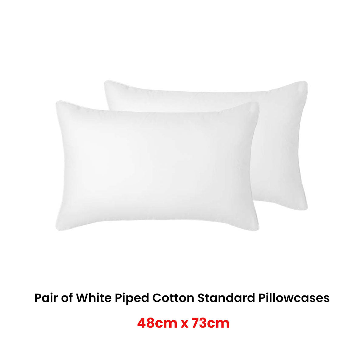 Accessorize Deluxe Hotel Cotton Piped Standard Pillowcases, 2 Pack – White
