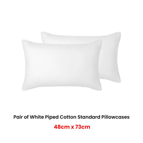 Accessorize Deluxe Hotel Cotton Piped Standard Pillowcases, 2 Pack – White