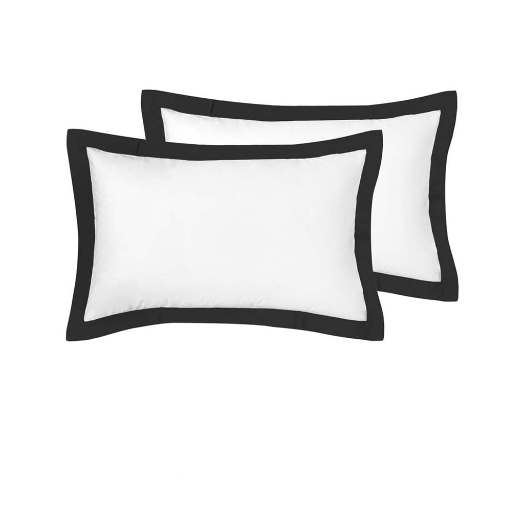 Accessorize Deluxe Hotel Cotton Tailored Standard Pillowcases, 2 Pack – White/Black