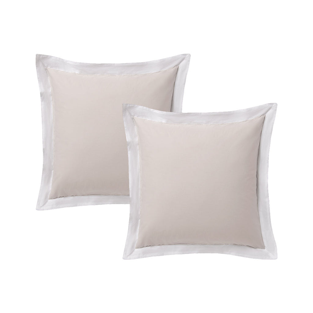 Accessorize Deluxe Hotel Cotton Tailored European Pillowcases, 2 Pack – White/Natural