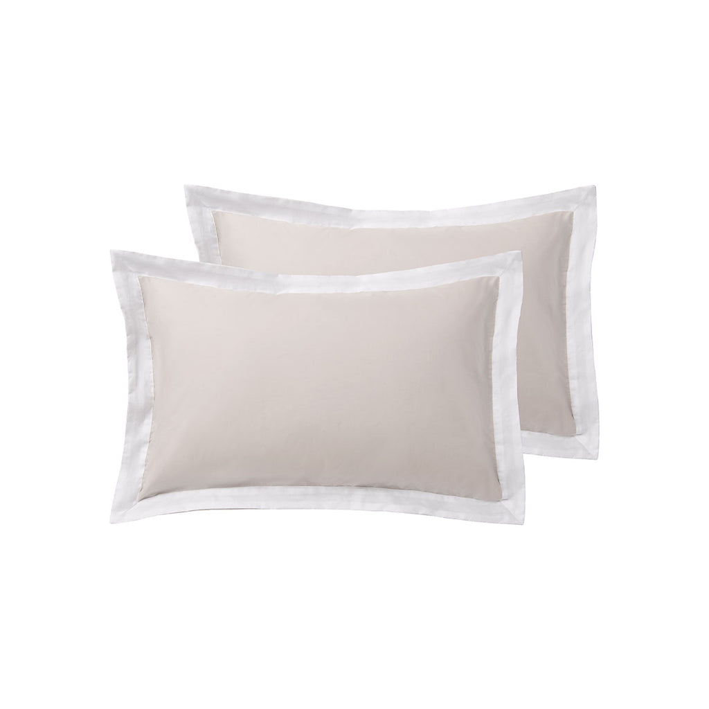 Accessorize Deluxe Hotel Cotton Tailored Standard Pillowcases, 2 Pack – White/Natural