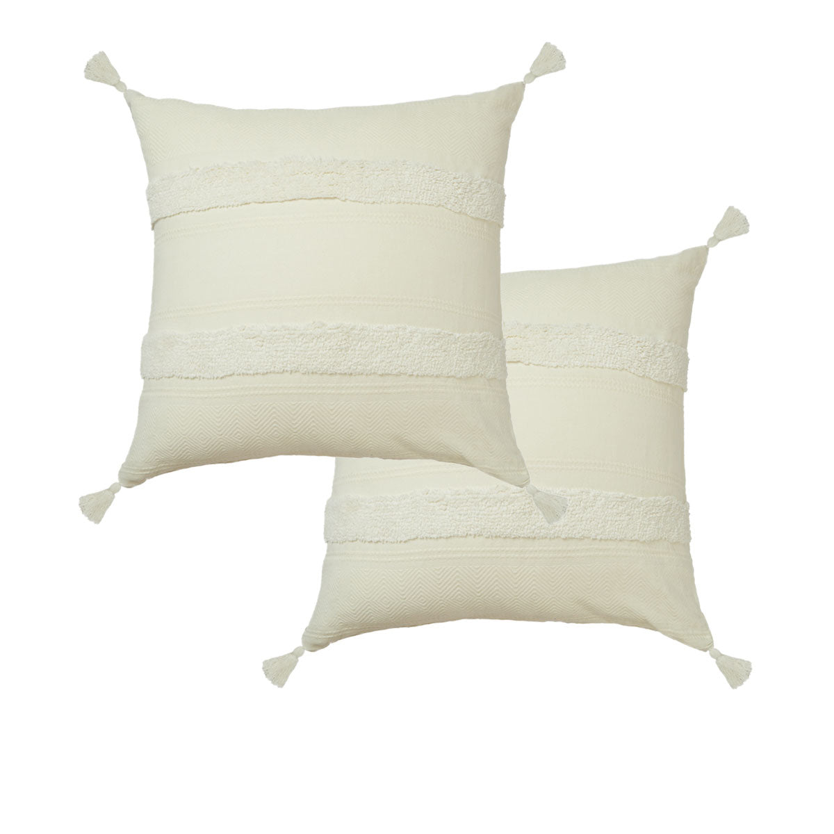 Accessorize Indra Cotton Tassel European Pillowcases, 2 Pack – Off White