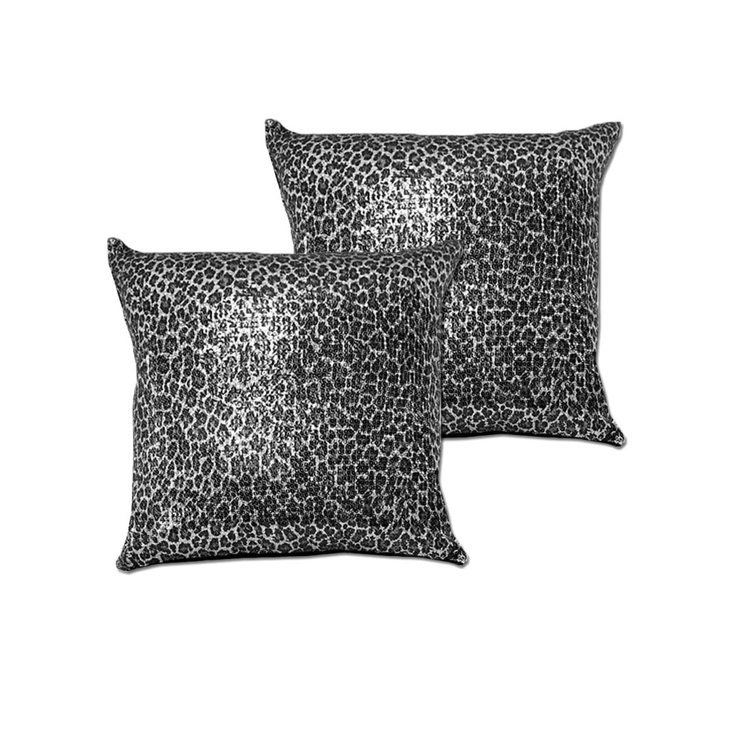 Accessorize Leopard Sequin European Pillowcases, 2 Pack – Black