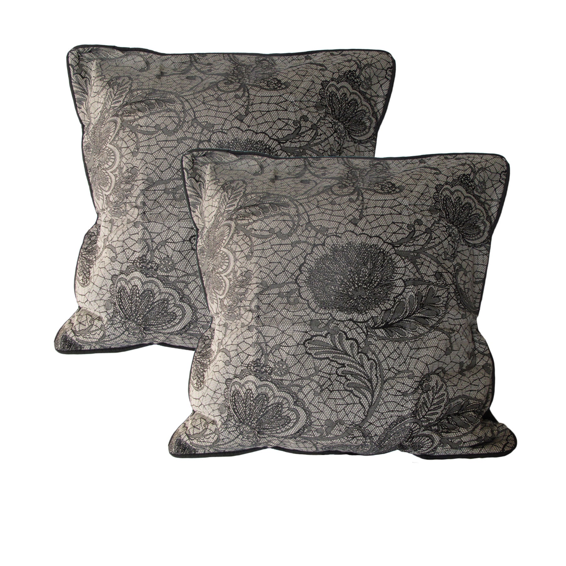 Accessorize Trudie Lace European Pillowcases, 2 Pack – Black