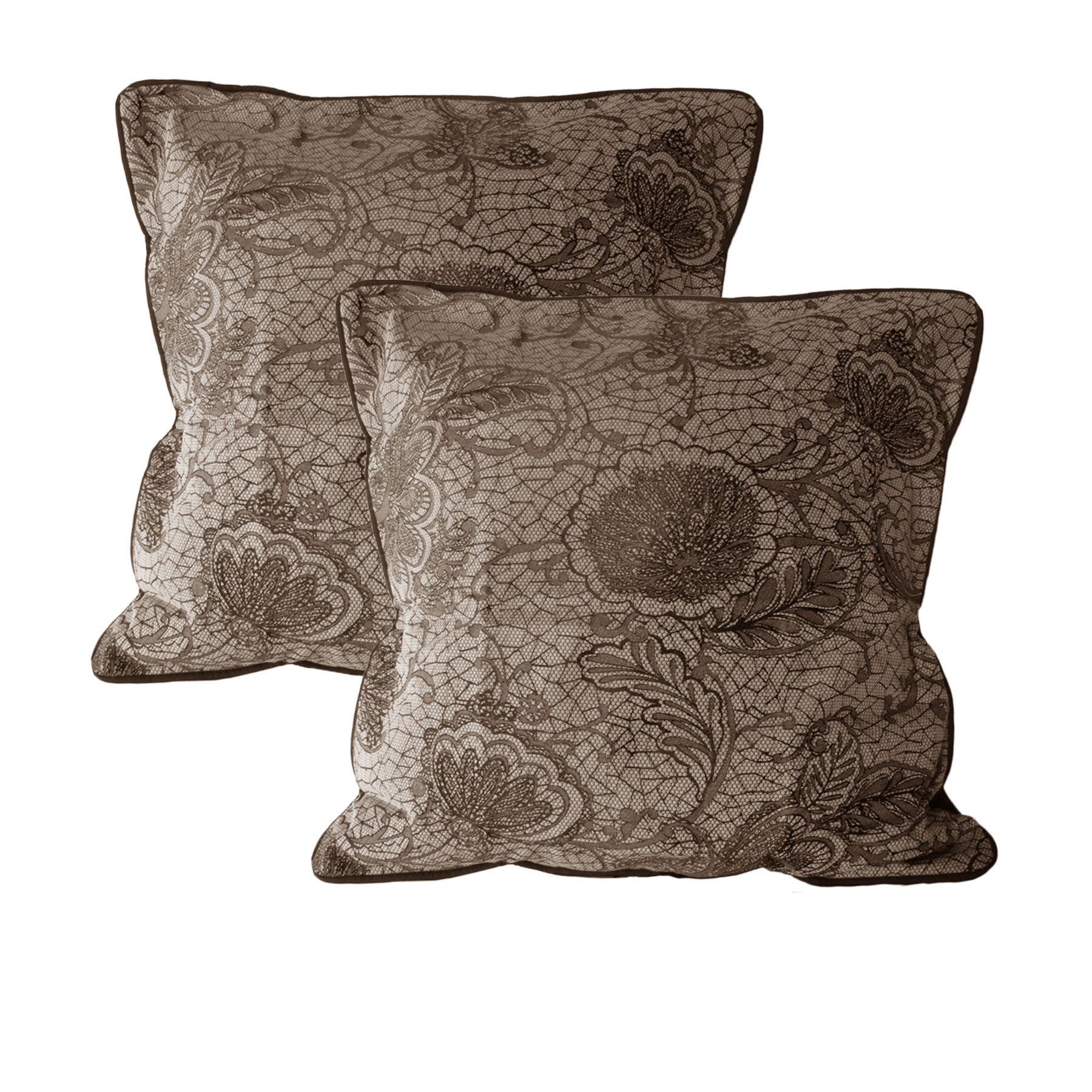 Accessorize Trudie Lace European Pillowcases, 2 Pack – Chocolate