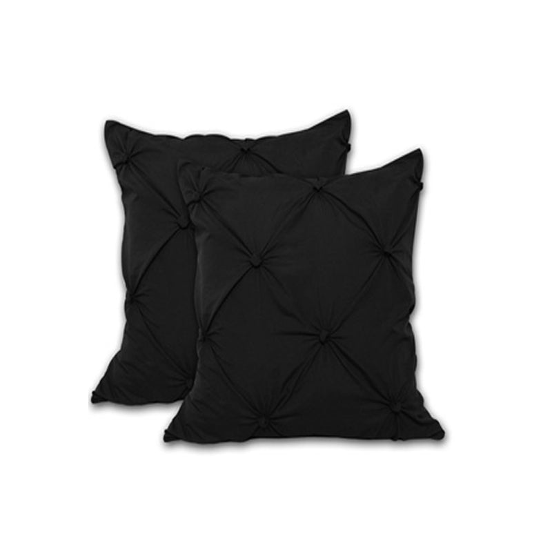 Accessorize Ruched Polyester European Pillowcases, 2 Pack – Black