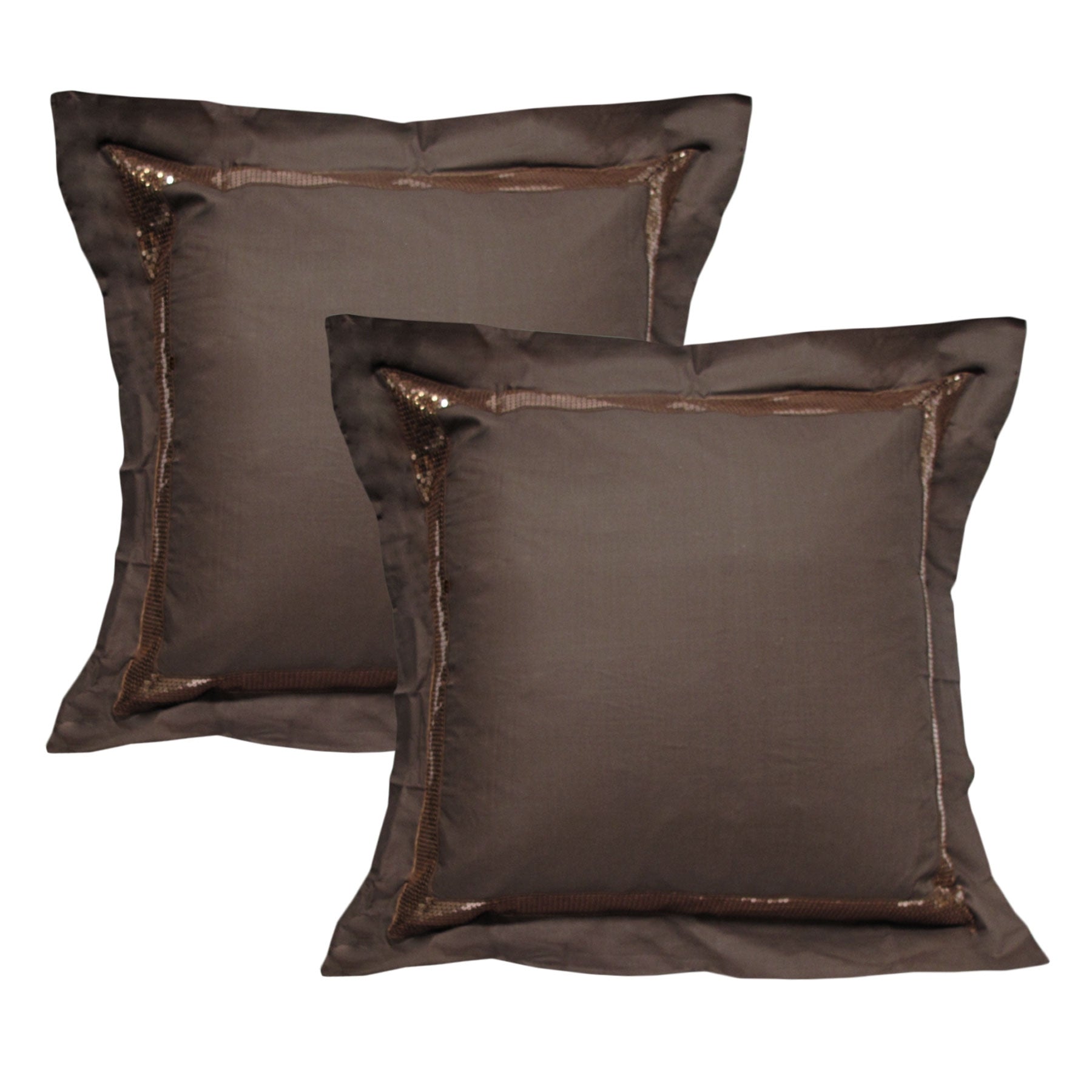 Accessorize Cotton Sequin European Pillowcases, 2 Pack – Chocolate