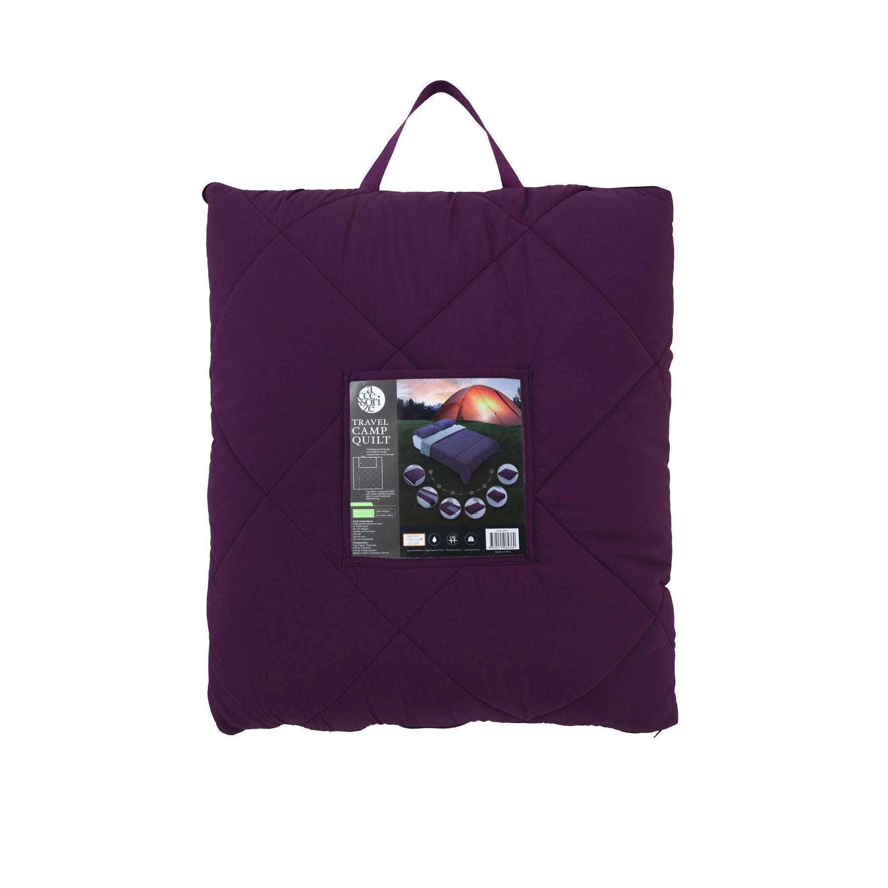 Accessorize Zip-Up Water-Repellent Camp Quilt – Purple, 230 × 205 cm
