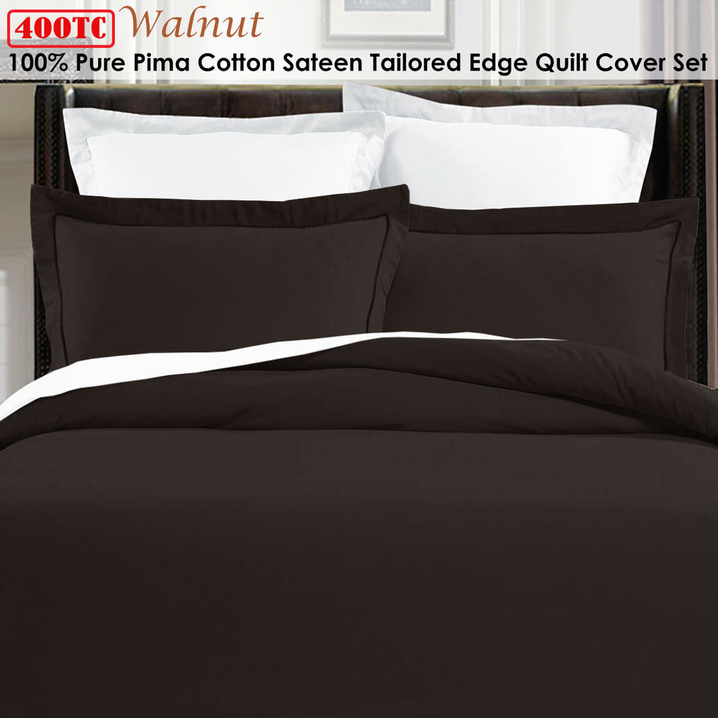 Grand Atelier 400TC Queen Pillowcase Pair – Grand Aterlier Pima Cotton Walnut Quilt Cover Set King