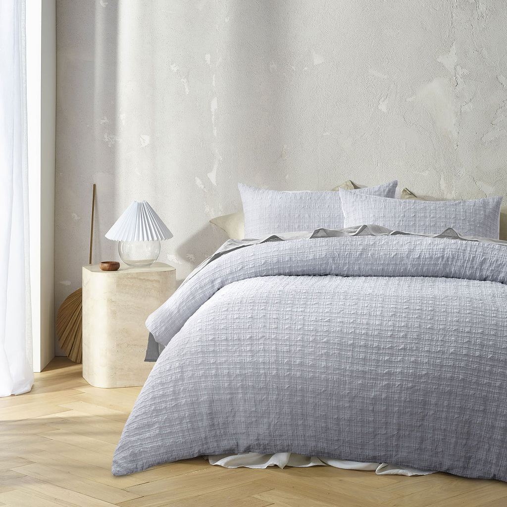 Accessorize Augusta Ruched Polyester Gauze Quilt Cover Set – Grey, Double