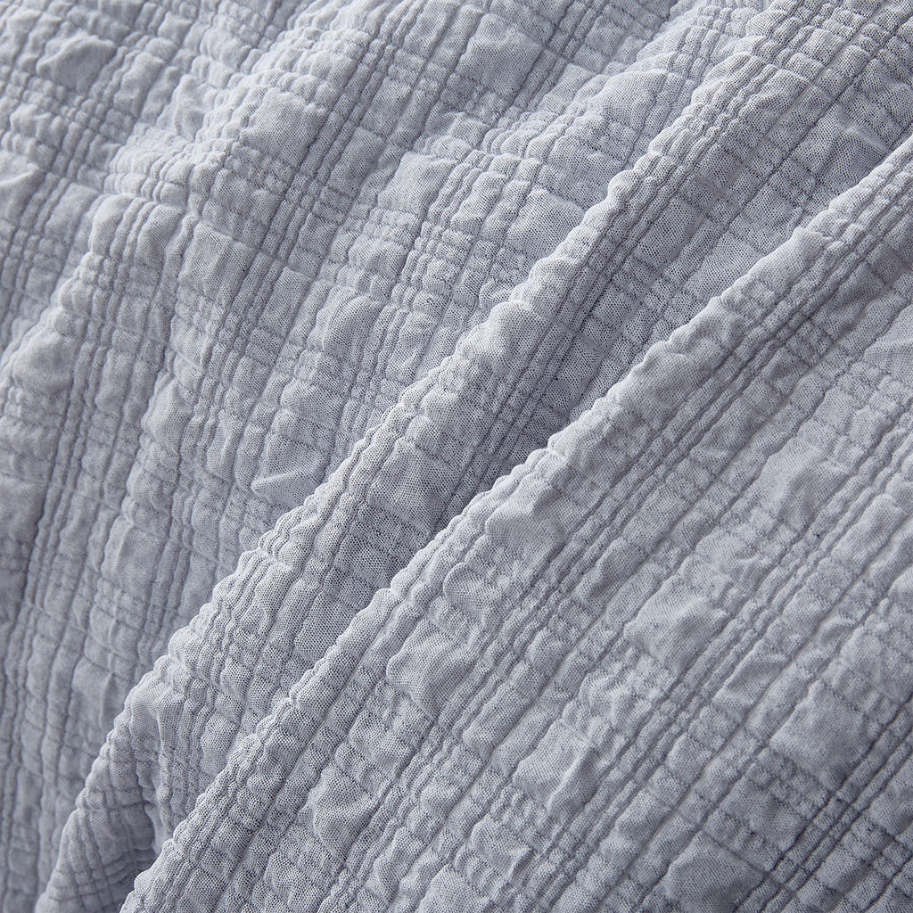 Accessorize Augusta Ruched Polyester Gauze Quilt Cover Set – Grey, Double