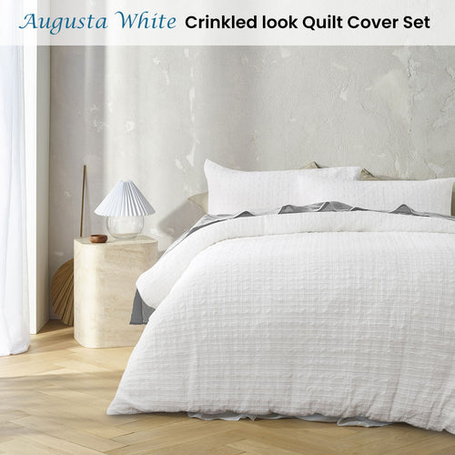 Accessorize Augusta Ruched Gauze Quilt Cover Set – White, King