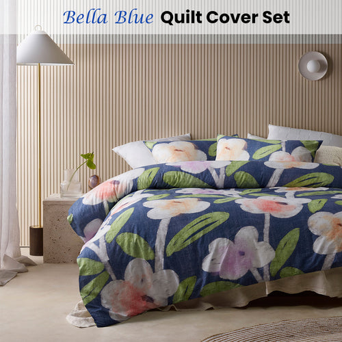 Accessorize Bella Blue Cotton Floral Quilt Cover Set – Single