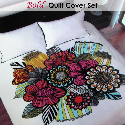 Accessorize Bold Floral Polyester-Cotton Quilt Cover Set – Single
