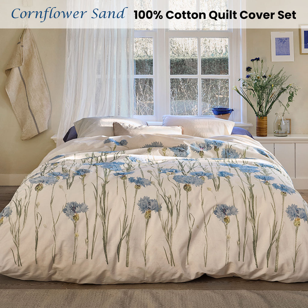 Bedding House Cornflower Queen Quilt Cover Set – Sand