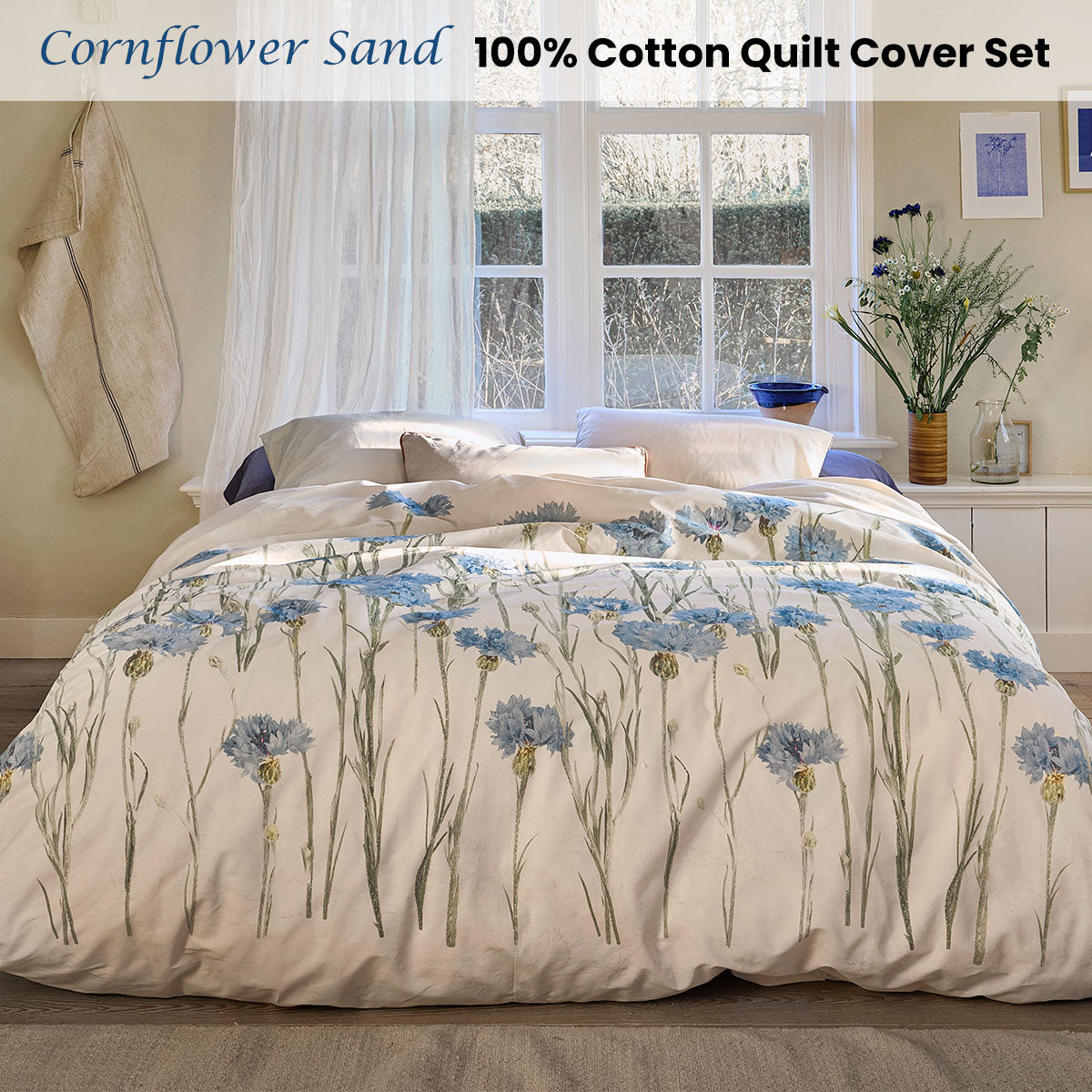 Bedding House Cornflower Queen Quilt Cover Set – Sand