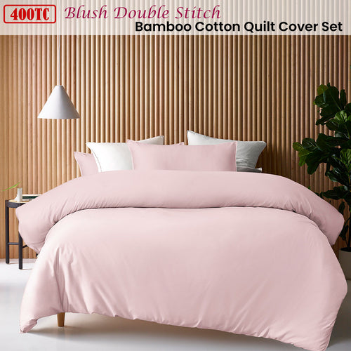 Accessorize 400TC Bamboo-Cotton Quilt Cover Set – Blush, Queen