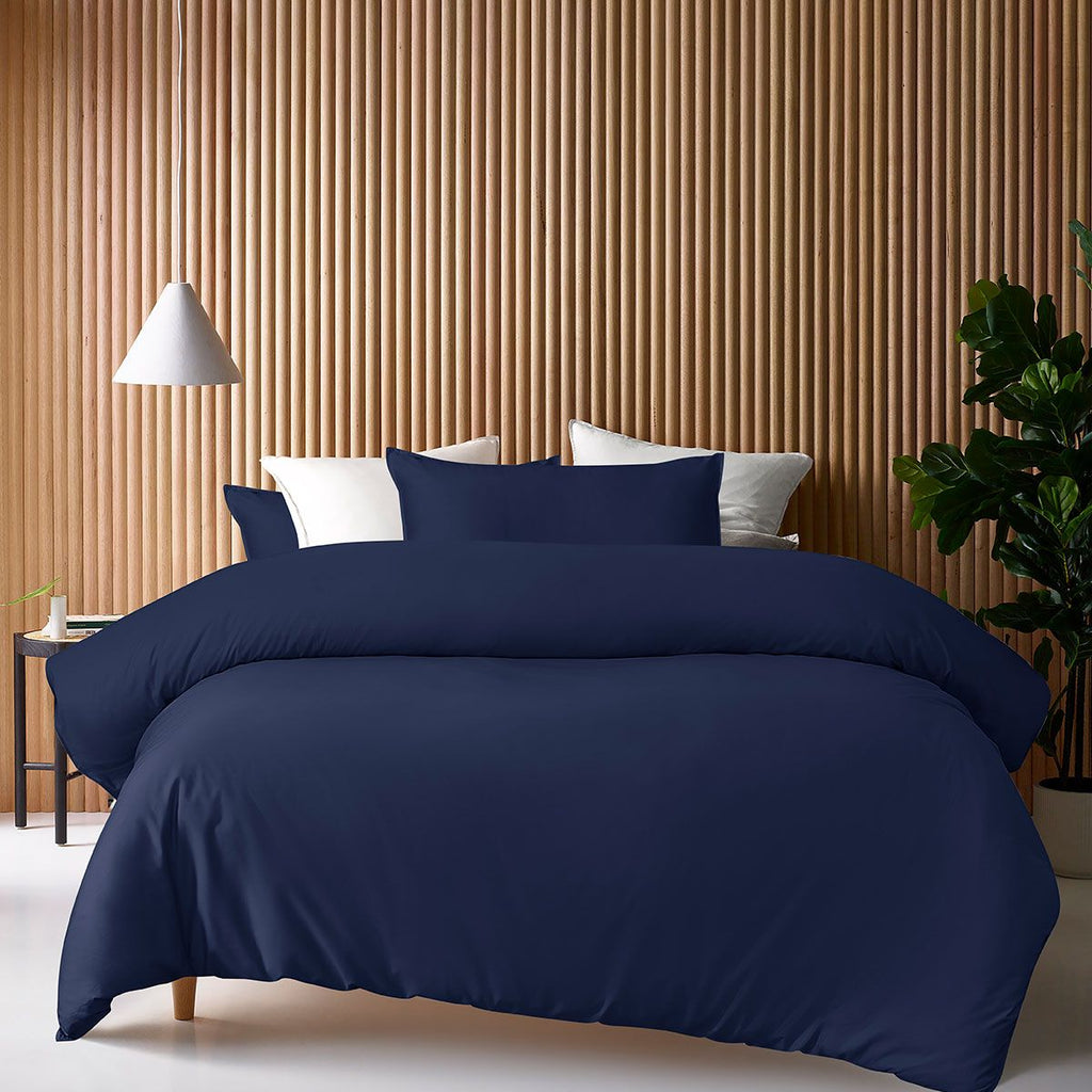Accessorize 400TC Bamboo-Viscose Cotton Quilt Cover Set – Navy, King