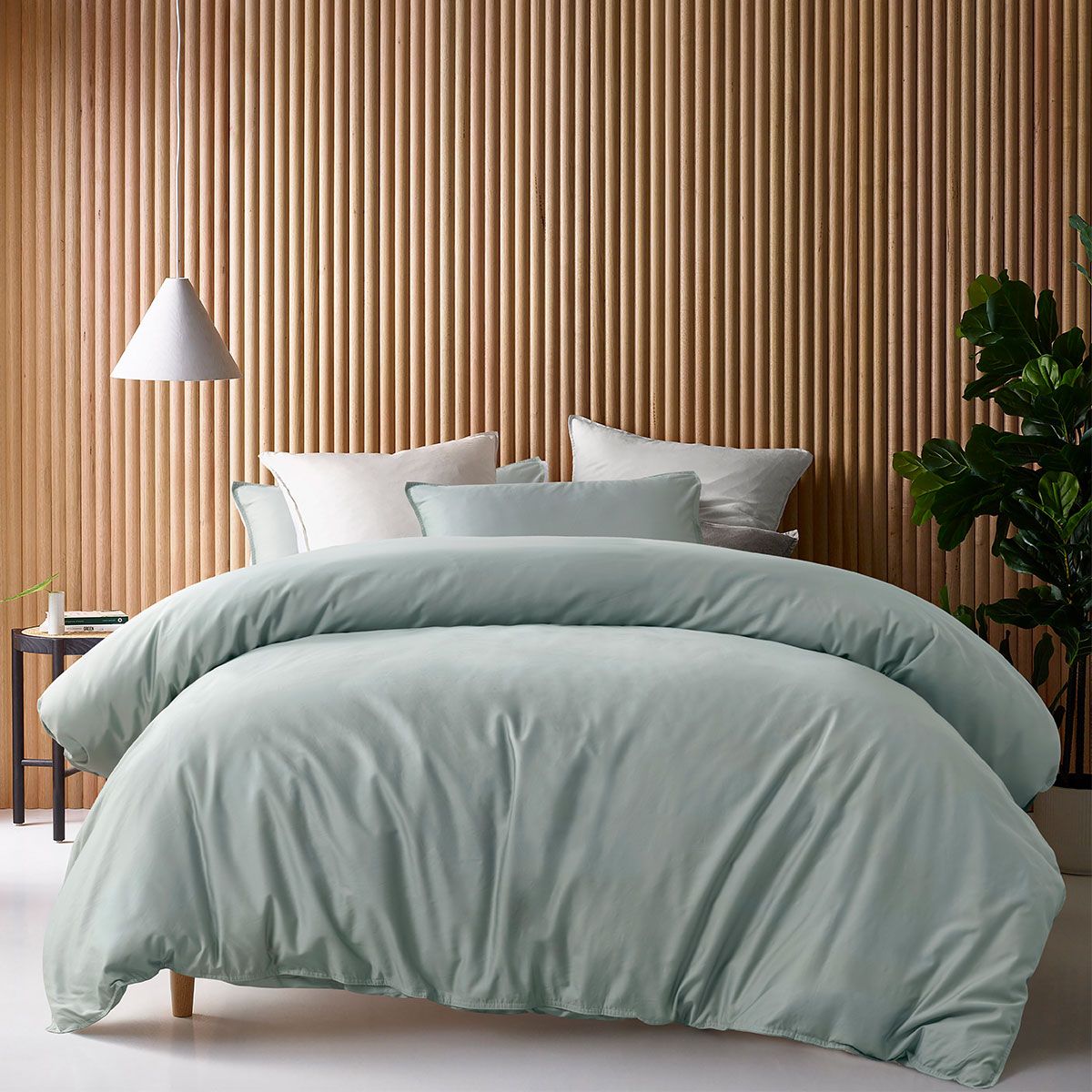 Accessorize 400TC Bamboo-Viscose Cotton Quilt Cover Set – Sage, Single