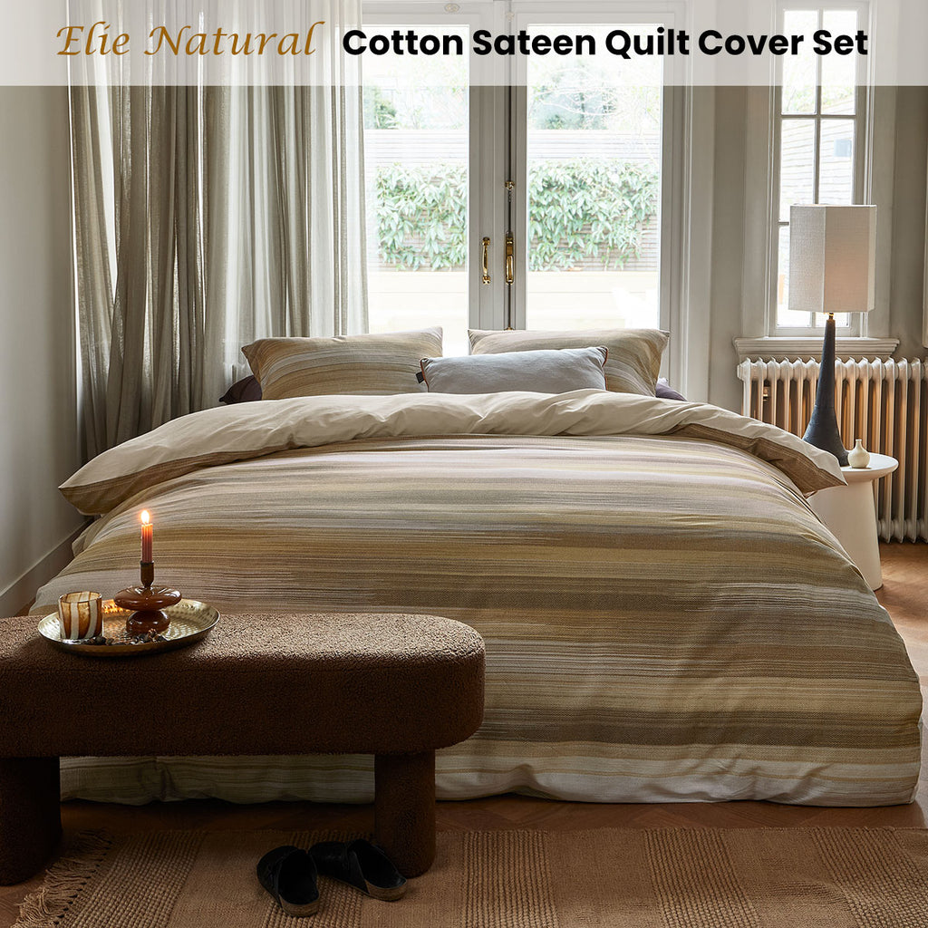 Bedding House Elie Queen Quilt Cover Set – Natural