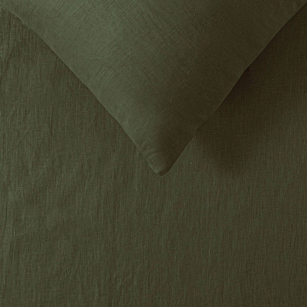 Olive 100% Linen Quilt Cover Set – Super King