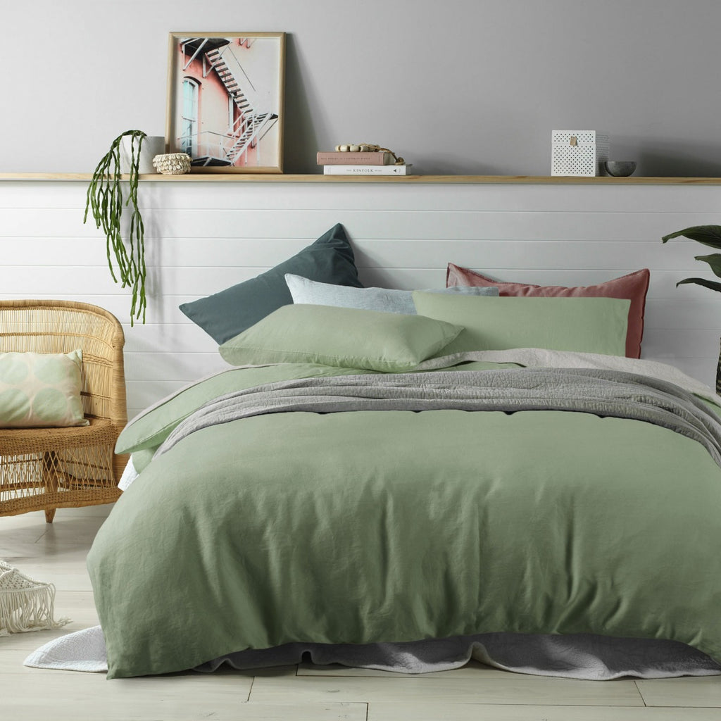 Accessorize 100% Linen Quilt Cover Set – Sage, King
