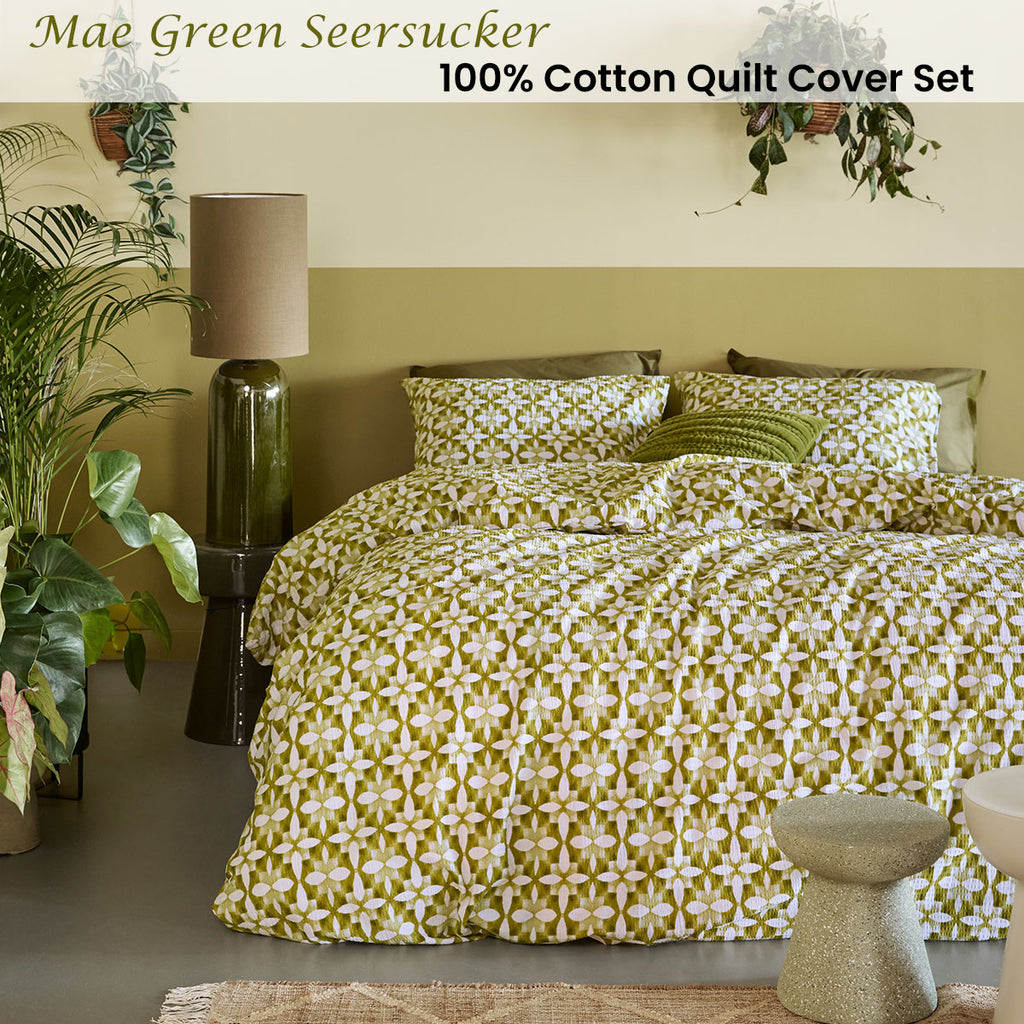 Bedding House Mae King Quilt Cover Set – Green