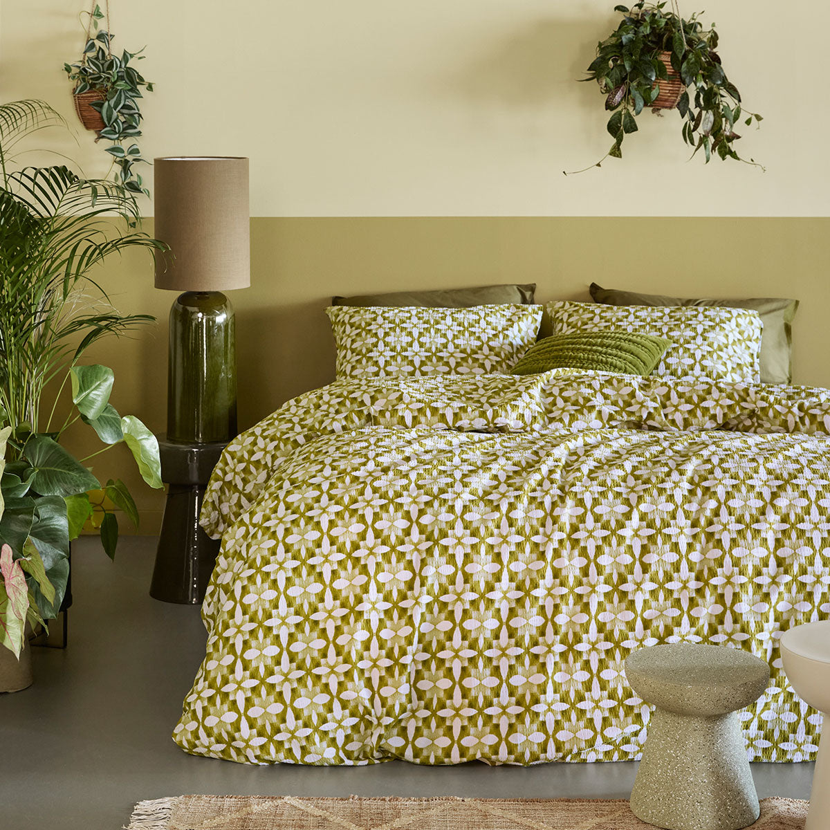 Bedding House Mae Queen Quilt Cover Set – Green