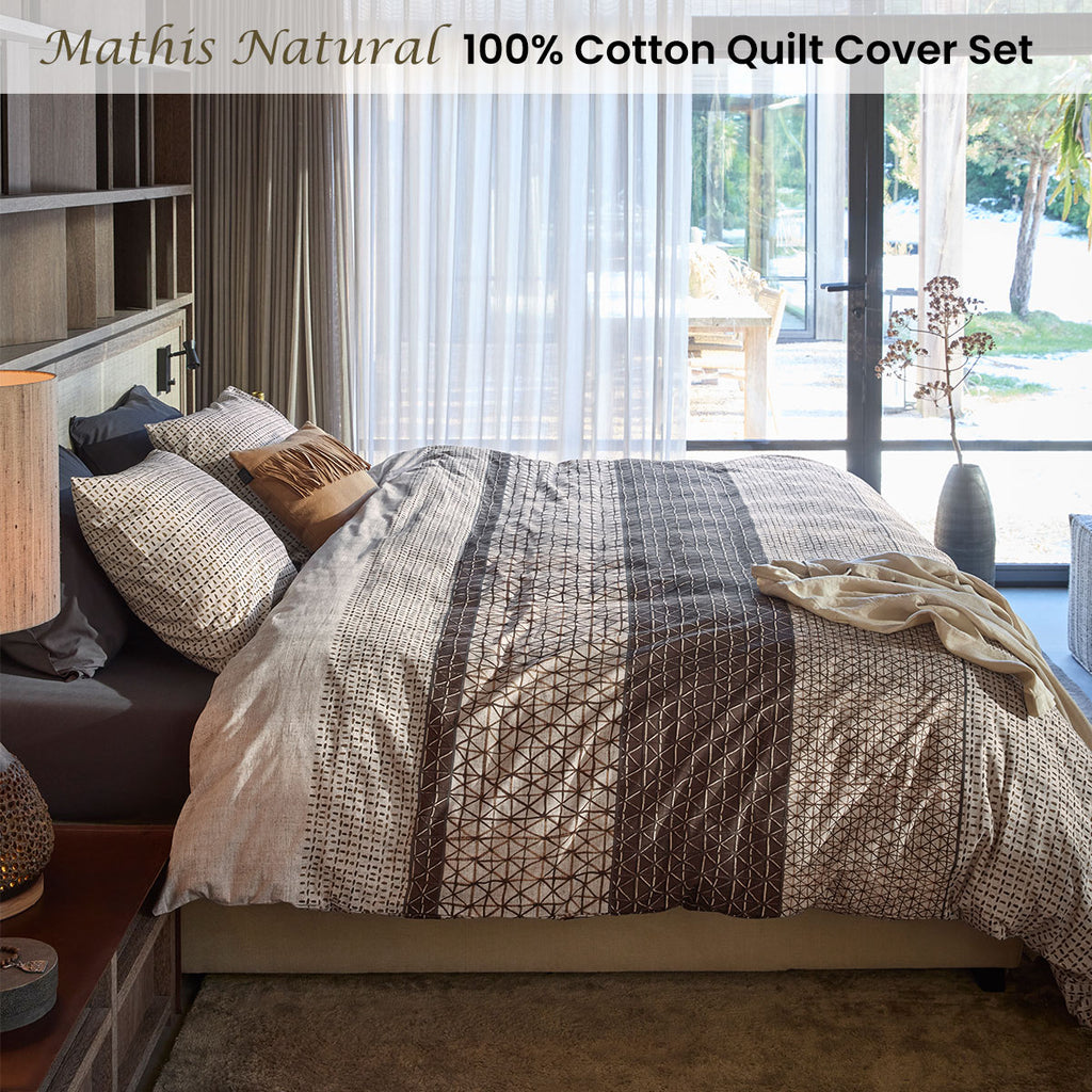 Bedding House Mathis Queen Quilt Cover Set – Natural