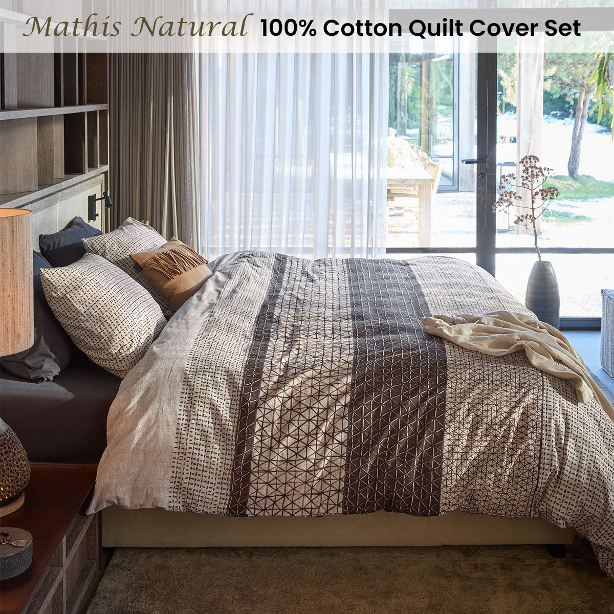 Bedding House Mathis Queen Quilt Cover Set – Natural