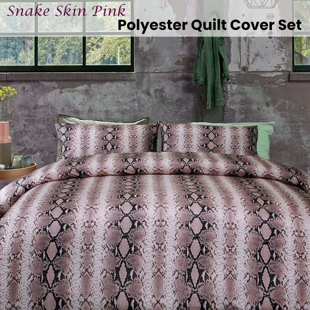 Big Sleep Snake Skin Microfibre Quilt Cover Set – Pink, Single