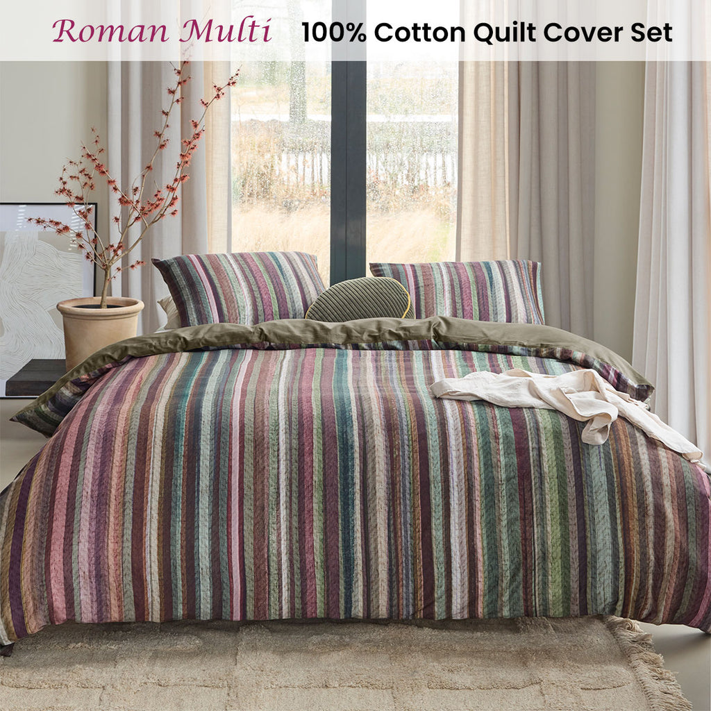 Bedding House Roman Queen Quilt Cover Set – Multi