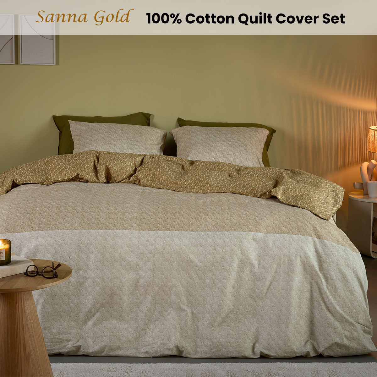 Bedding House Sanna Queen Quilt Cover Set – Gold