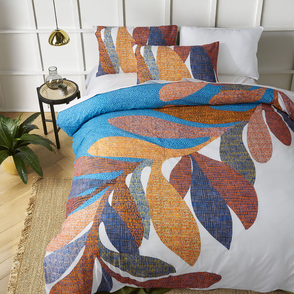 Accessorize Sorrel Cotton Foliage Quilt Cover Set – White, Single