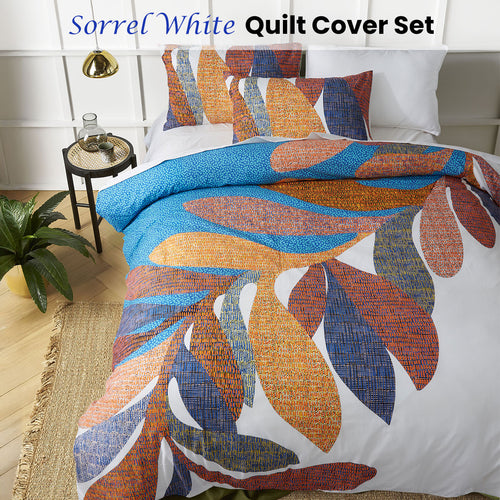 Accessorize Sorrel Cotton Foliage Quilt Cover Set – White, Single