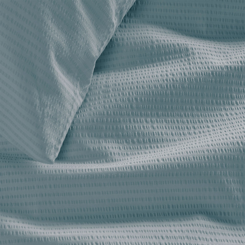 Bedding House Summer Seersucker Queen Quilt Cover Set – Blue-grey