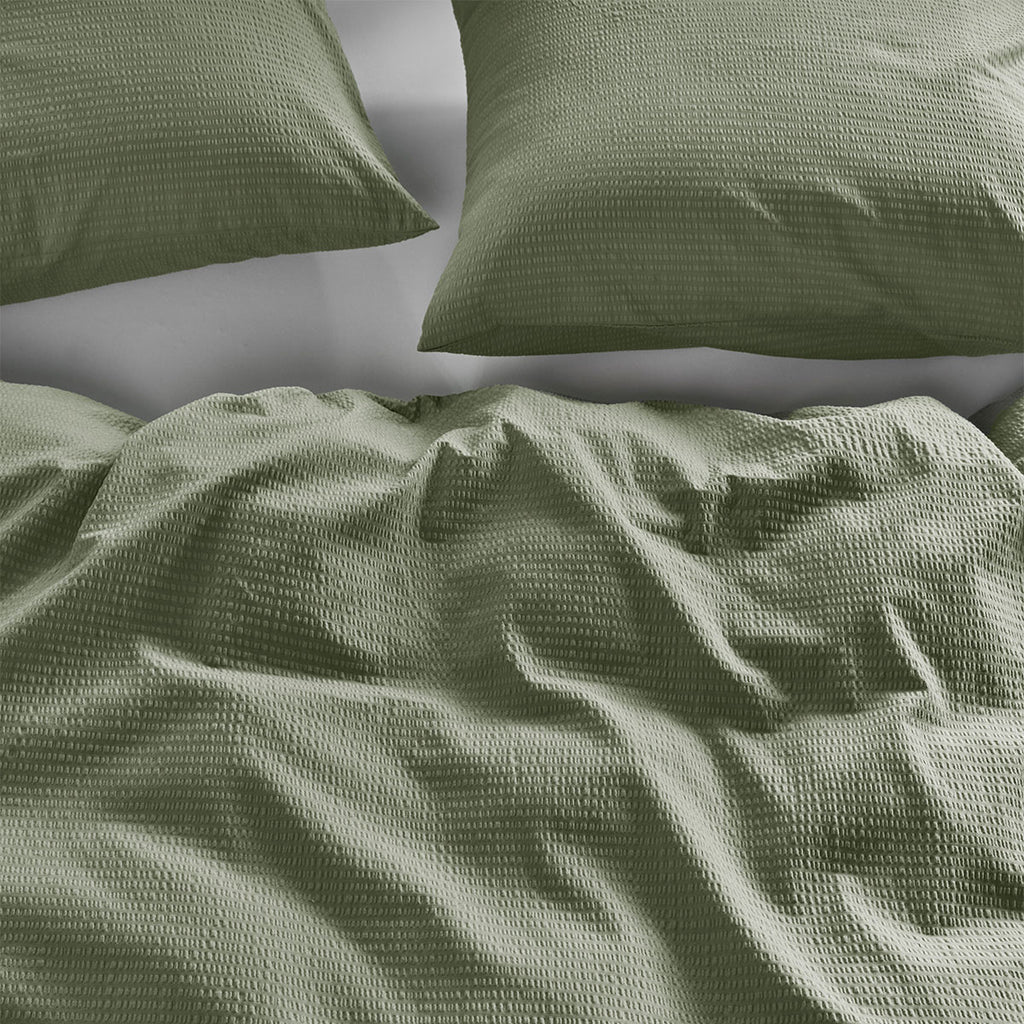 Bedding House Summer Seersucker King Quilt Cover Set – Green