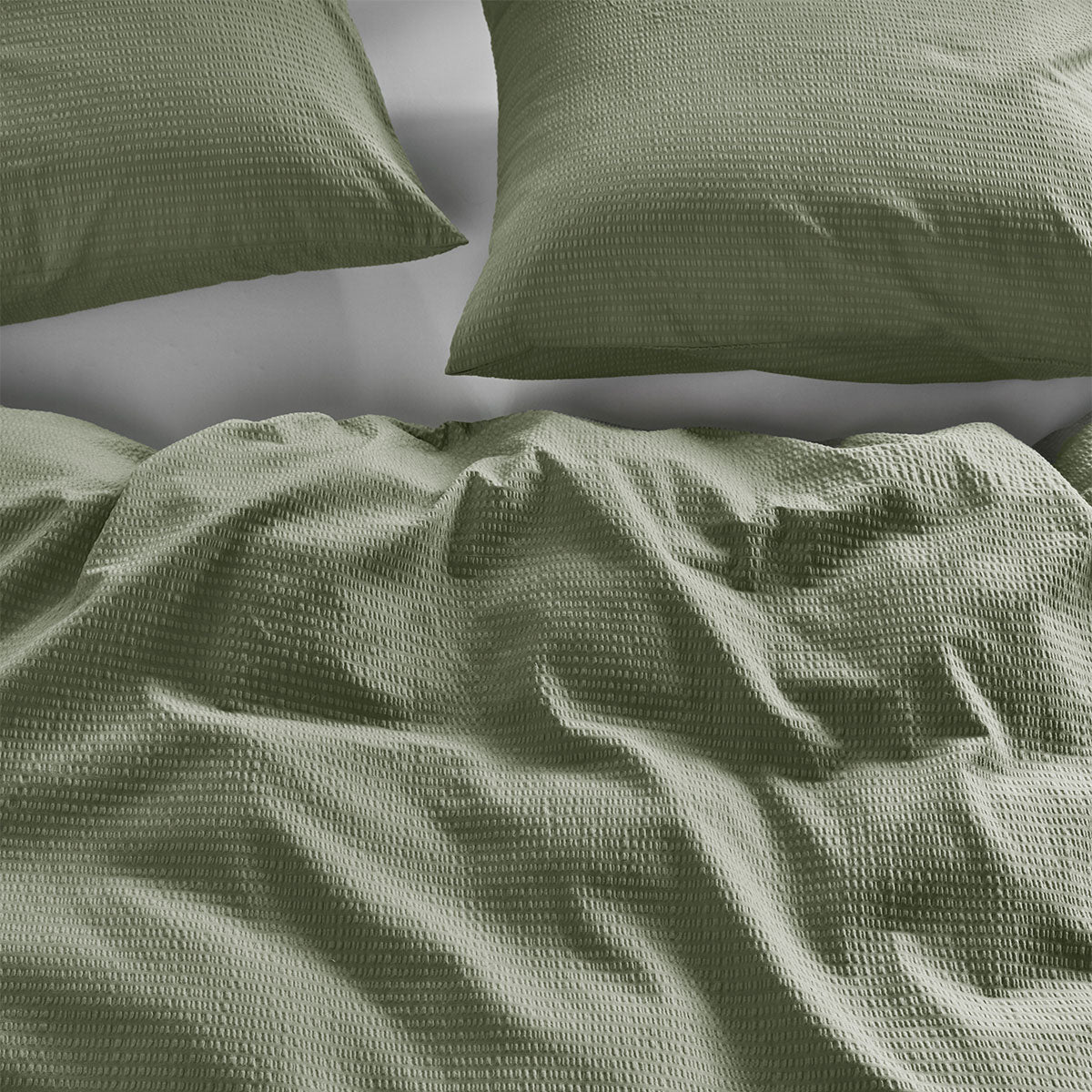 Bedding House Summer Seersucker King Quilt Cover Set – Green