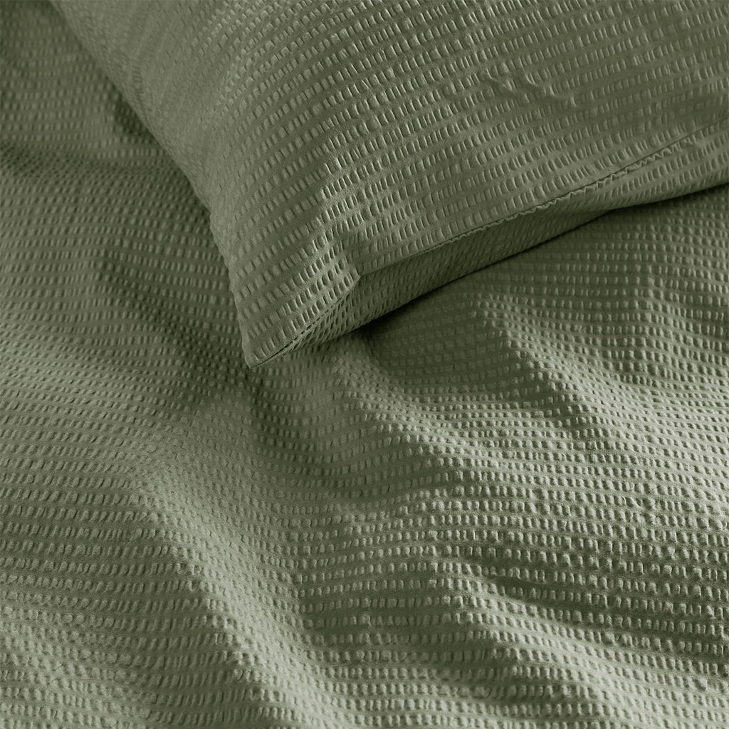 Bedding House Summer Seersucker Queen Quilt Cover Set – Green